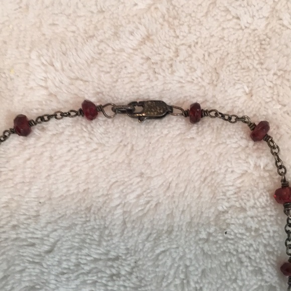 Handmade vintage sterling and garnet necklace - Picture 4 of 4